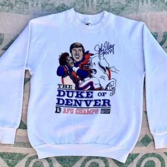 Vtg 90s Denver Broncos The Duke Of Denver John Elway White - Picture 1 of 2
